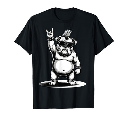 Funny Bulldog Loving Rock And Roll Heavy T-Shirt - Novelty Apparel Unisex - T-Shirt, Sweatshirt, Hoodie