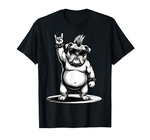 Funny Bulldog Loving Rock And Roll Heavy T-Shirt - Novelty Apparel Unisex - T-Shirt, Sweatshirt, Hoodie