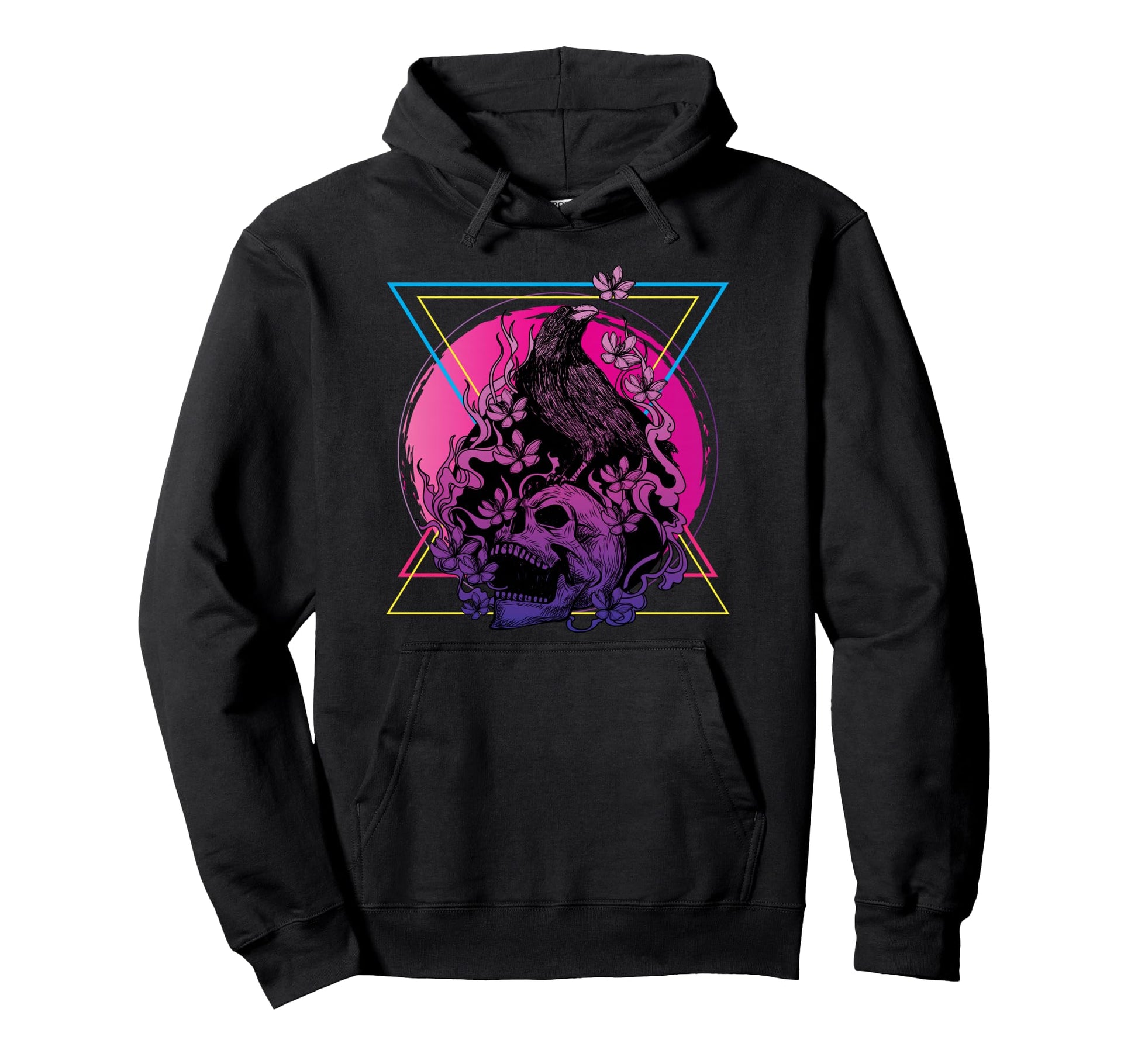 Vaporwave Skull And Crow Aesthetic Pastel Hoodie - Streetwear Style Unisex - T-Shirt, Sweatshirt, Hoodie