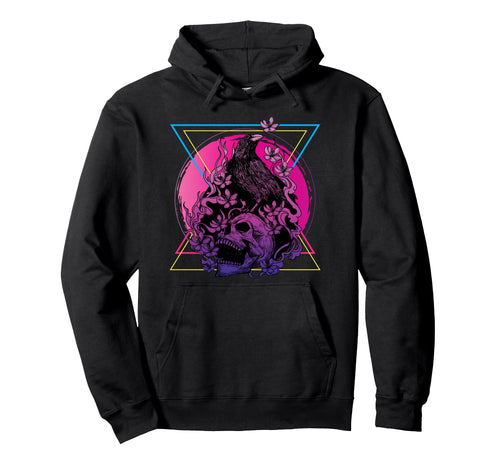 Vaporwave Skull And Crow Aesthetic Pastel Hoodie - Streetwear Style Unisex - T-Shirt, Sweatshirt, Hoodie