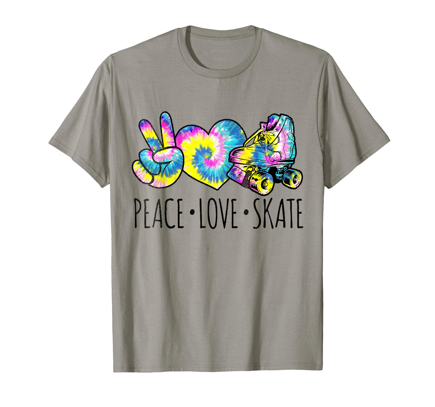 Peace Love Skate Tie Dye Roller Skating T-Shirt - Trendy Graphic Men Women - T-Shirt, Sweatshirt, Hoodie