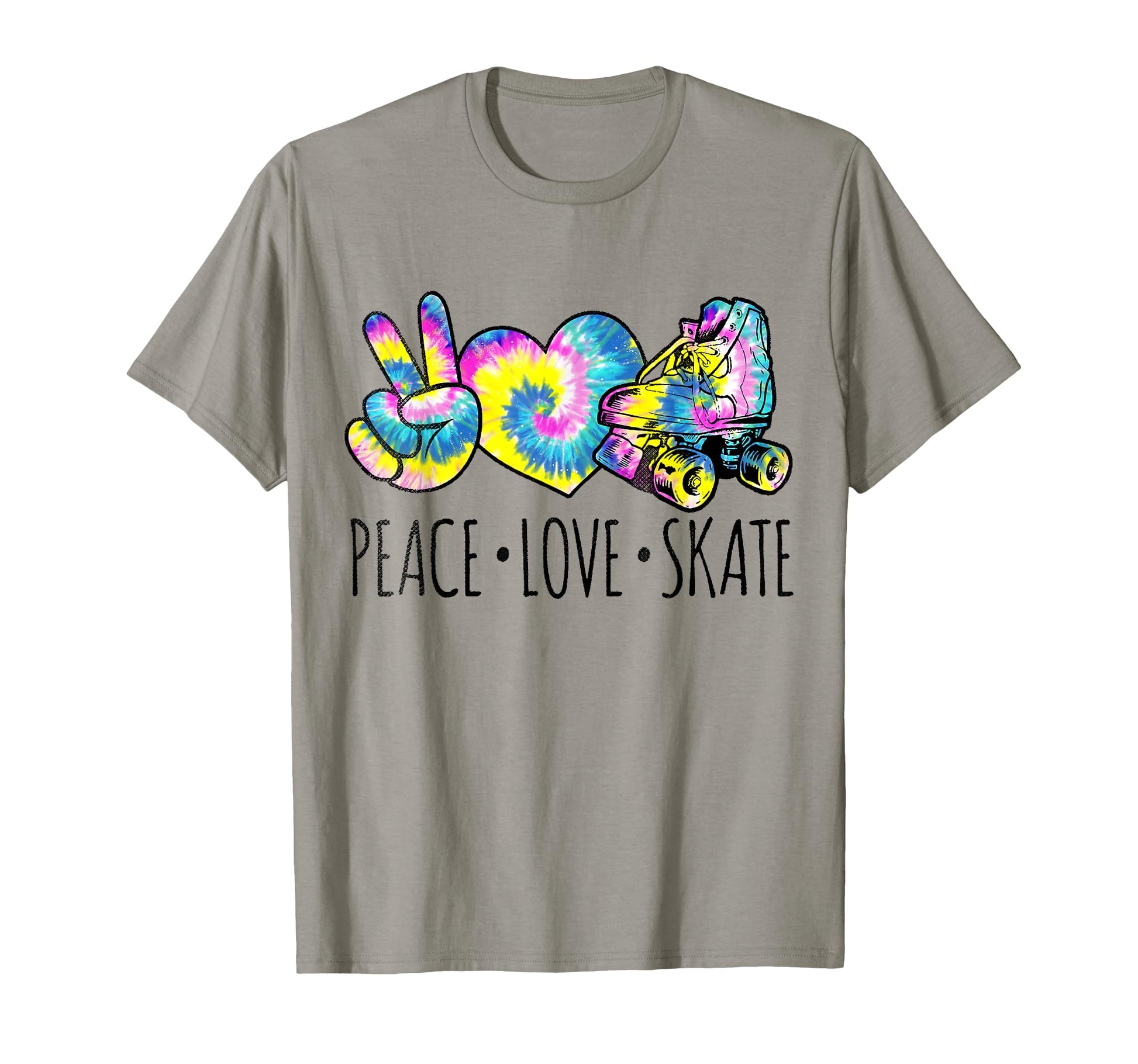 Peace Love Skate Tie Dye Roller Skating T-Shirt - Trendy Graphic Men Women - T-Shirt, Sweatshirt, Hoodie