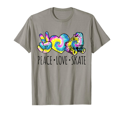 Peace Love Skate Tie Dye Roller Skating T-Shirt - Trendy Graphic Men Women - T-Shirt, Sweatshirt, Hoodie