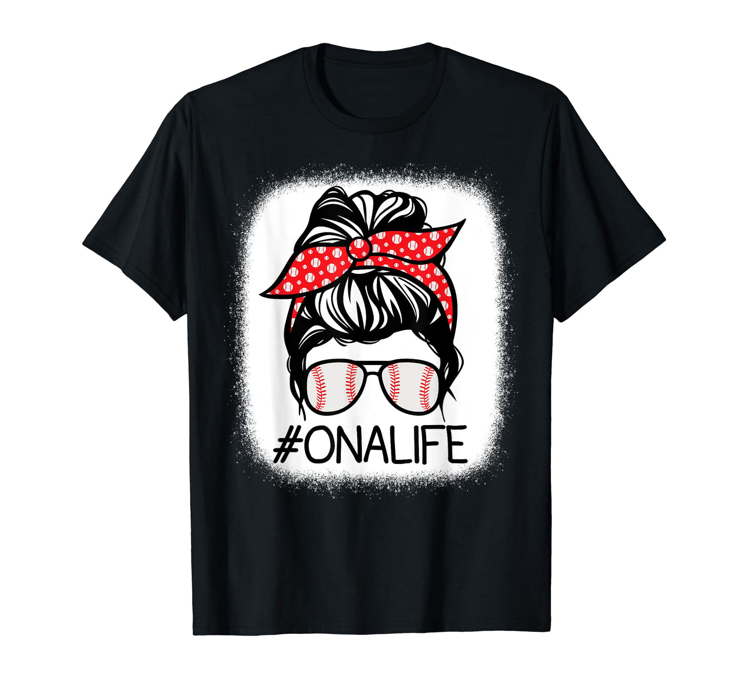 Ona Bleached Messy Bun Baseball T-Shirt - Minimalist Print Unisex - T-Shirt, Sweatshirt, Hoodie