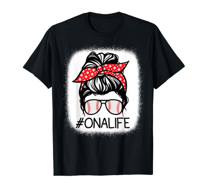 Ona Bleached Messy Bun Baseball T-Shirt - Minimalist Print Unisex - T-Shirt, Sweatshirt, Hoodie