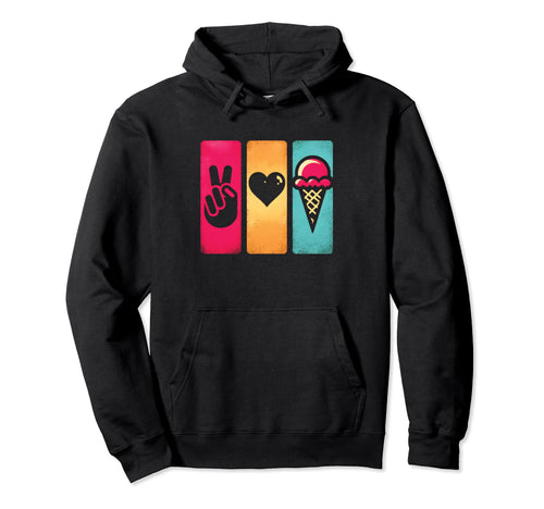 Peace Love And Ice Cream Peace Symbol Ice Hoodie - Minimalist Print Unisex - T-Shirt, Sweatshirt, Hoodie