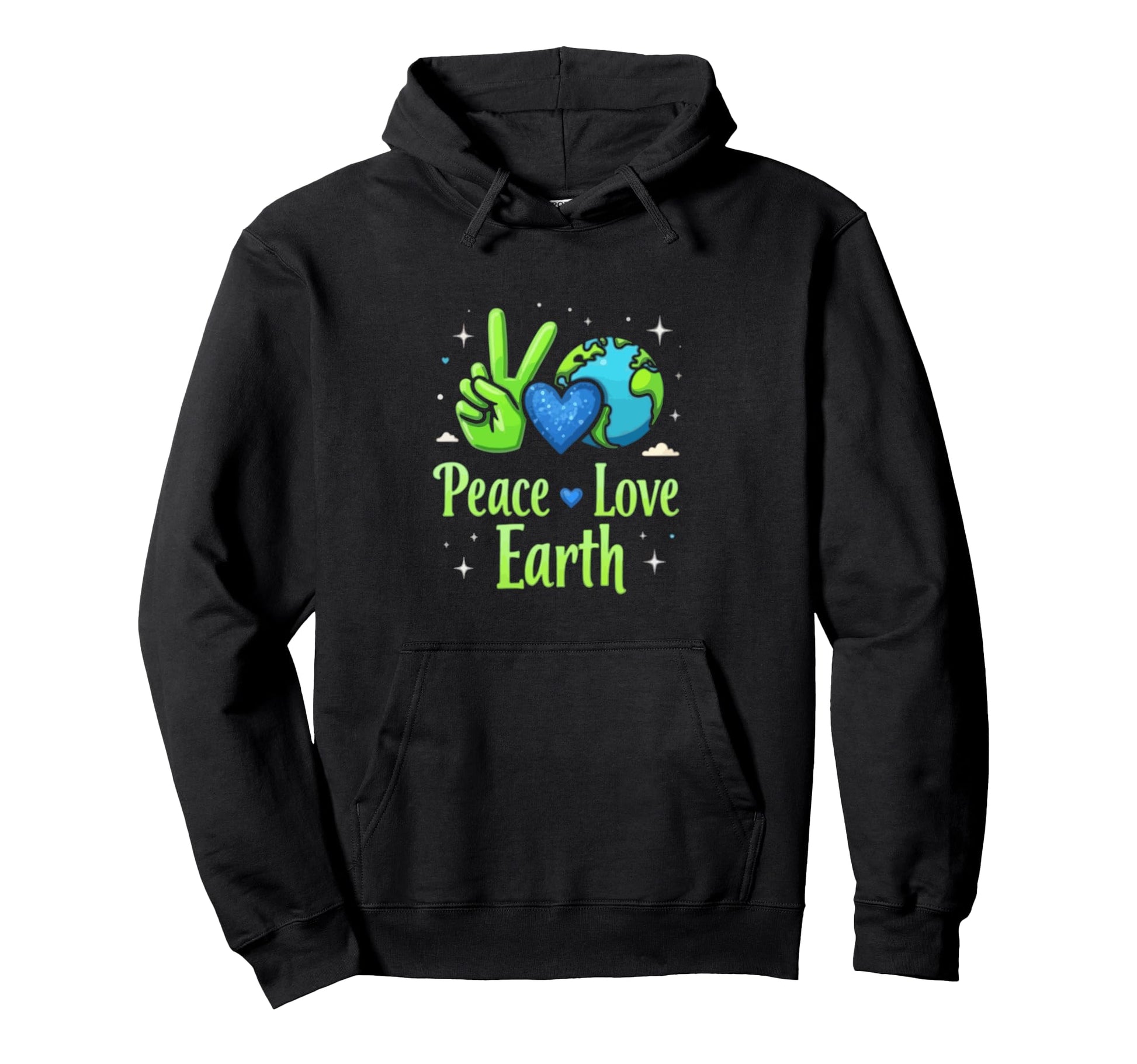Peace Love Earth Environmental Awareness Hoodie - Graphic Print Men Women - T-Shirt, Sweatshirt, Hoodie