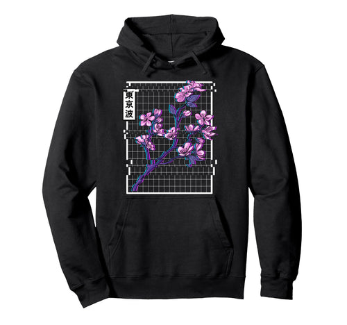 Cherry Blossom Glitch Vaporwave Hoodie - Novelty Apparel for Adults - T-Shirt, Sweatshirt, Hoodie
