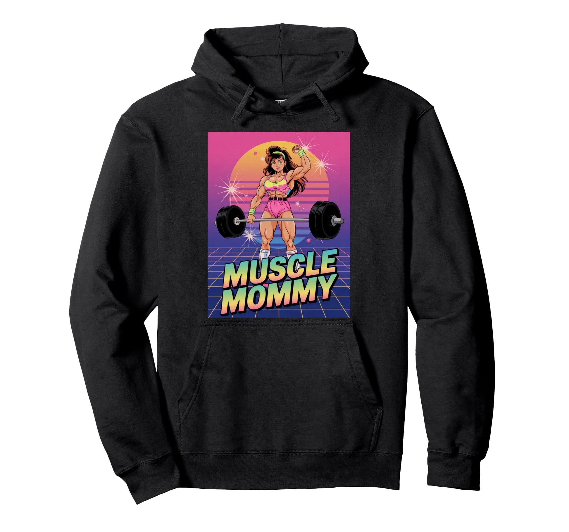 Anime Muscle Mommy Weightlifting Fitness Hoodie - Aesthetic Graphic Unisex - T-Shirt, Sweatshirt, Hoodie