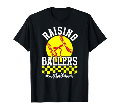 Raising Ballers Softball Mom Softball T-Shirt - Novelty Apparel Unisex - T-Shirt, Sweatshirt, Hoodie