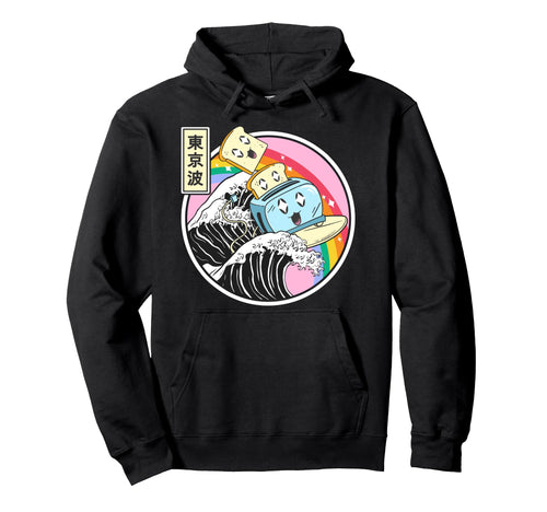 Happy Toaster Surfing Kanagawa Wave Hoodie - Custom Art Print Men Women - T-Shirt, Sweatshirt, Hoodie