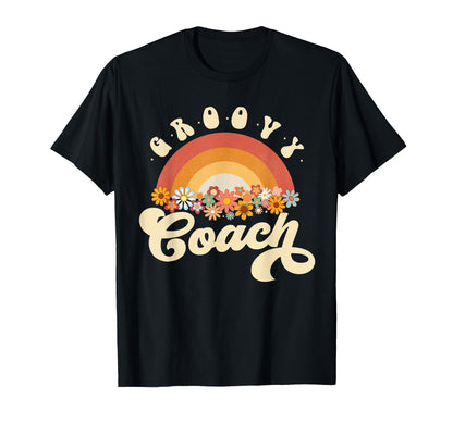 Groovy Coach Rainbow Colorful Flowers T-Shirt - Novelty Apparel Unisex - T-Shirt, Sweatshirt, Hoodie