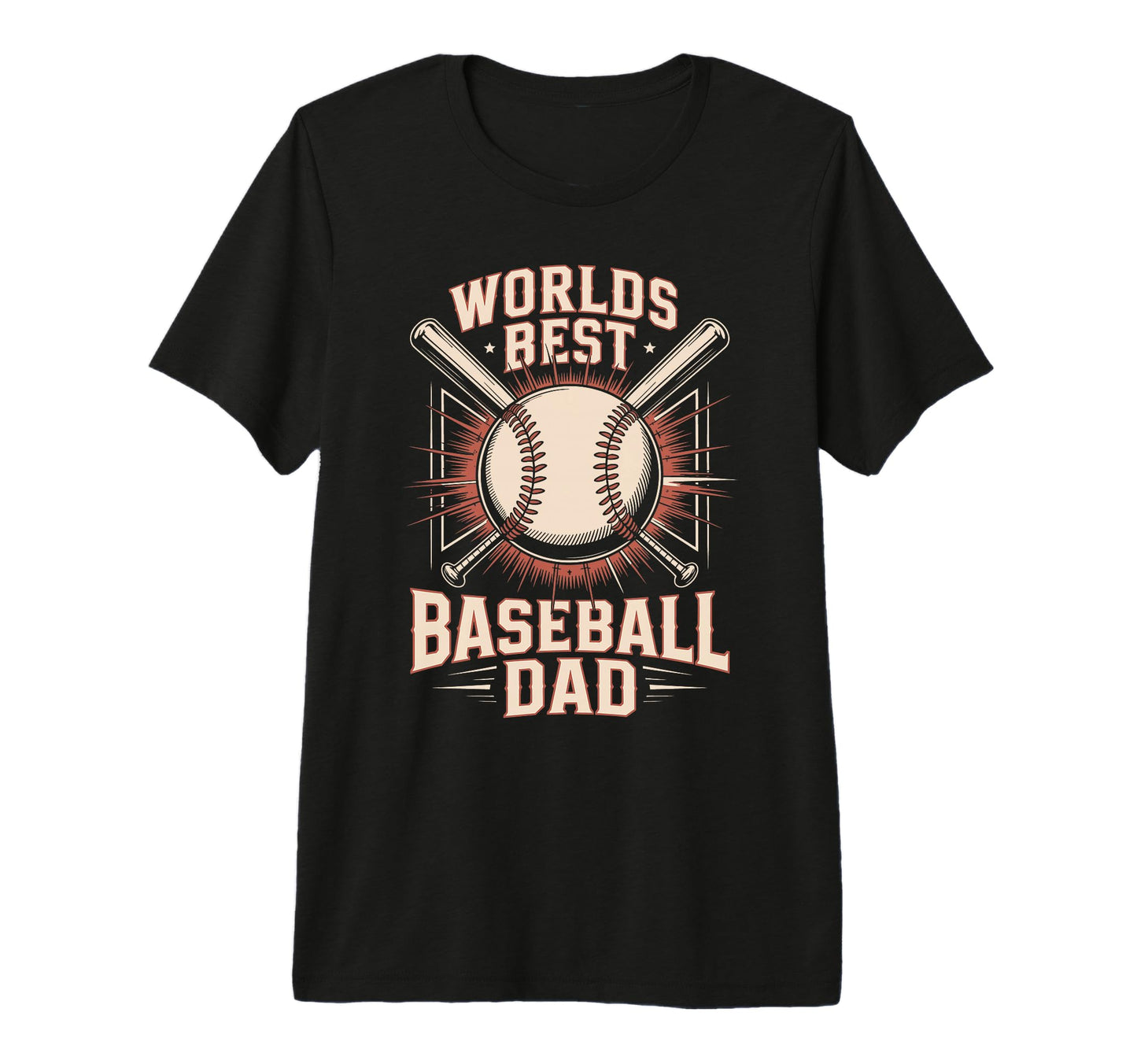 Worlds Best Baseball Dad Tri Blend T-Shirt - Fun Novelty Design Unisex - T-Shirt, Sweatshirt, Hoodie