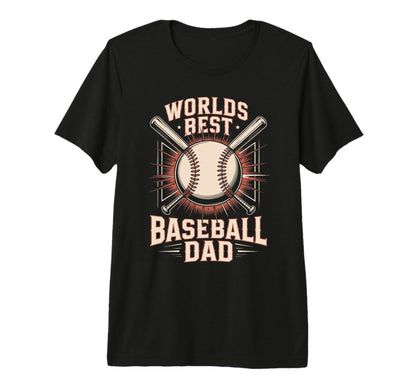 Worlds Best Baseball Dad Tri Blend T-Shirt - Fun Novelty Design Unisex - T-Shirt, Sweatshirt, Hoodie