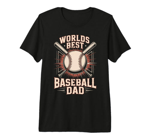 Worlds Best Baseball Dad Tri Blend T-Shirt - Fun Novelty Design Unisex - T-Shirt, Sweatshirt, Hoodie