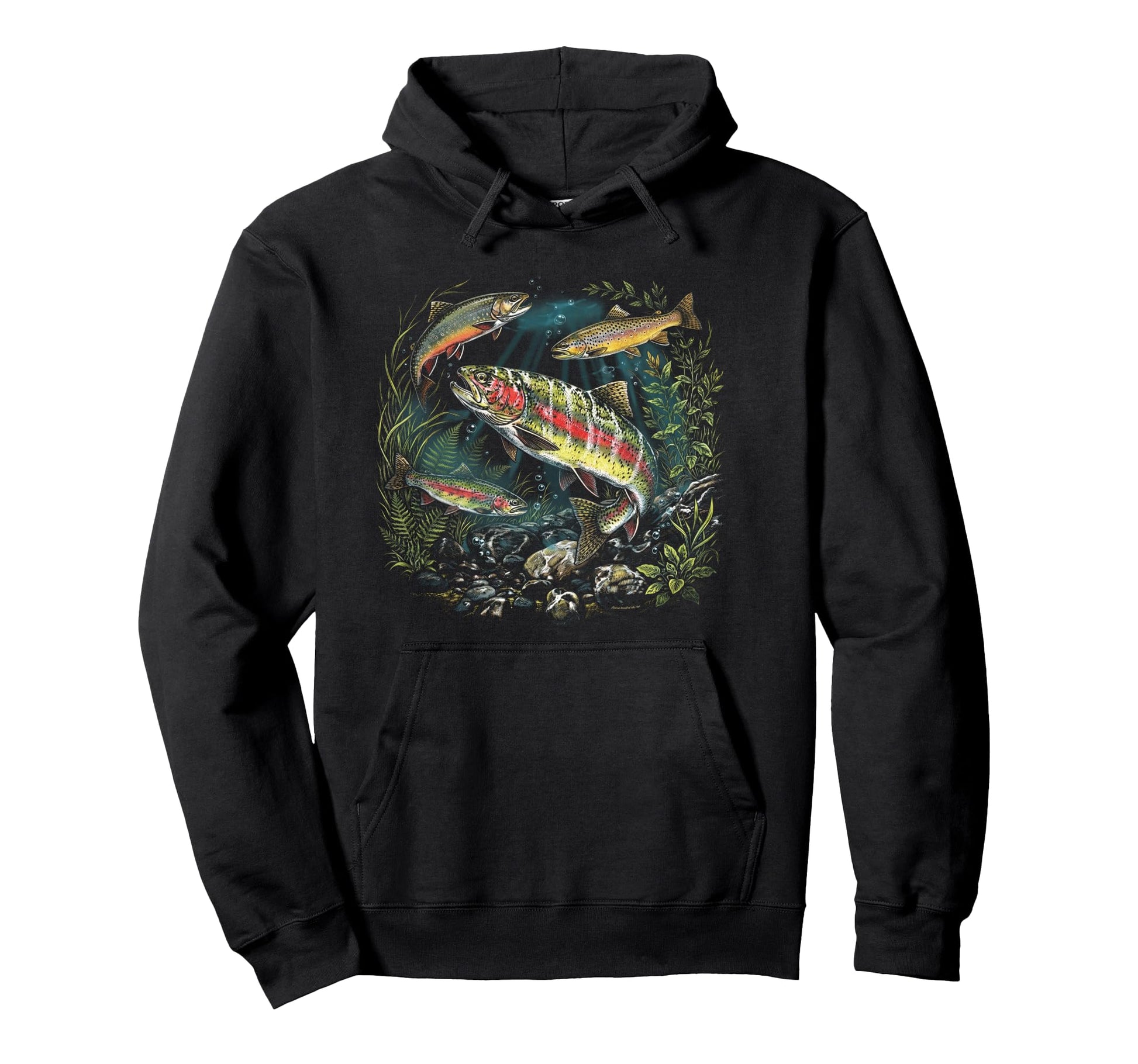 90S River Wildlife Rainbow Trout Hoodie - Minimalist Print for Adults - T-Shirt, Sweatshirt, Hoodie