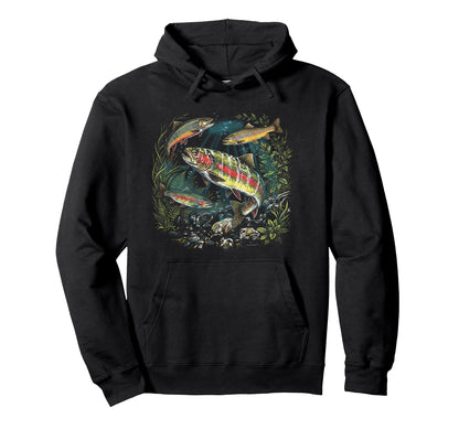 90S River Wildlife Rainbow Trout Hoodie - Minimalist Print for Adults - T-Shirt, Sweatshirt, Hoodie