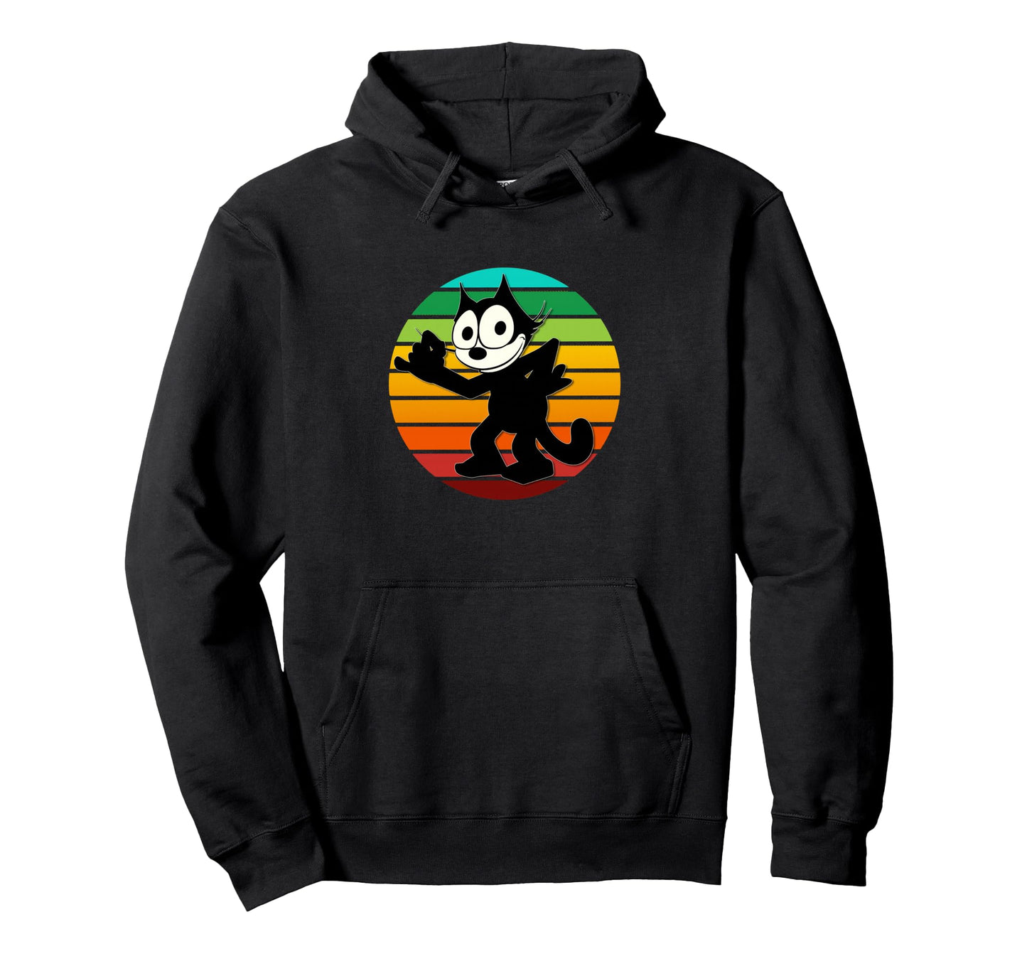 Felix Cartoon Cat Rainbow Sunset Sly Hoodie - Graphic Print Men Women - T-Shirt, Sweatshirt, Hoodie