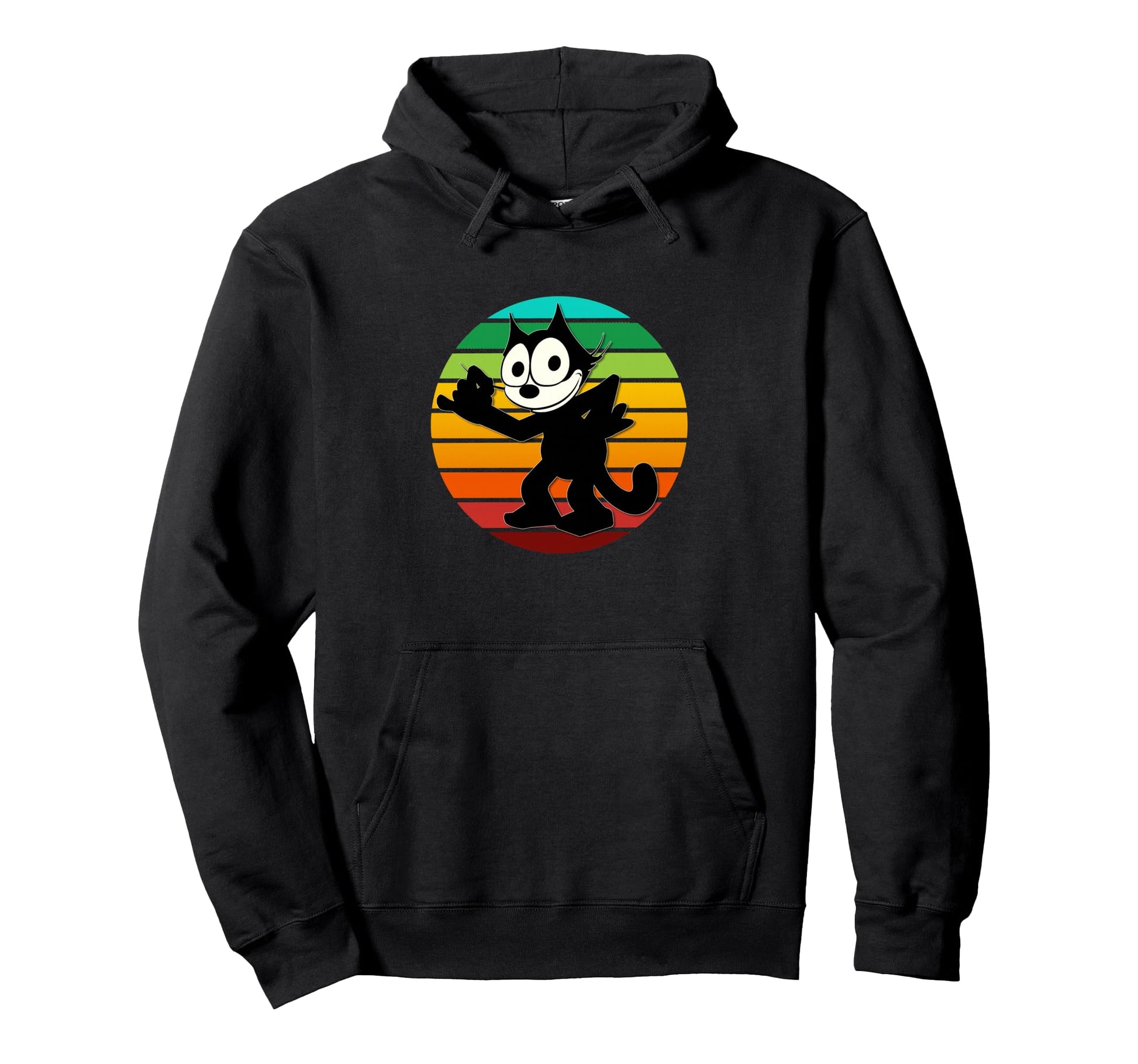 Felix Cartoon Cat Rainbow Sunset Sly Hoodie - Graphic Print Men Women - T-Shirt, Sweatshirt, Hoodie