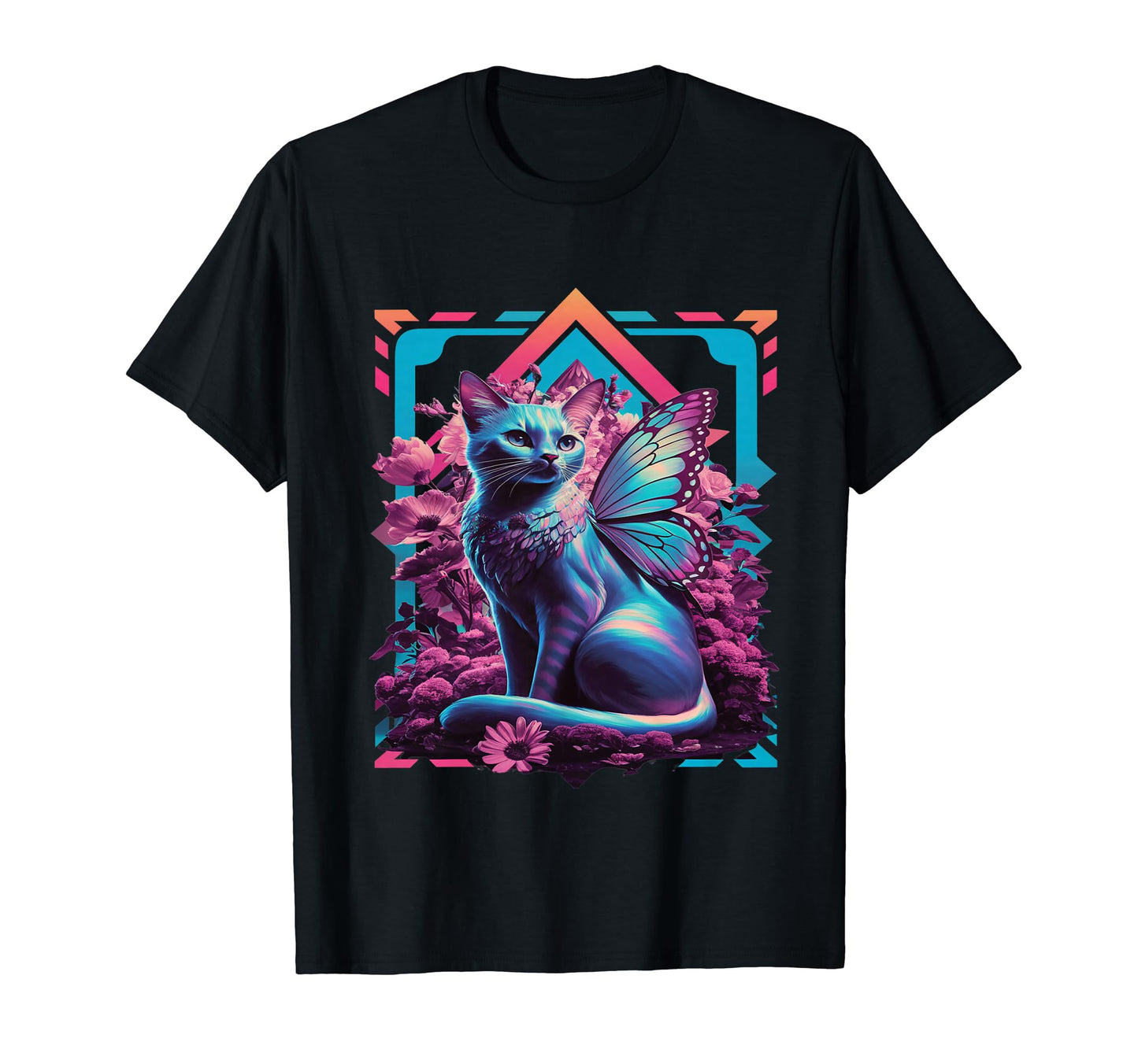 Butterfly Cat Vaporwave Cat T-Shirt - Custom Art Print for Adults - T-Shirt, Sweatshirt, Hoodie