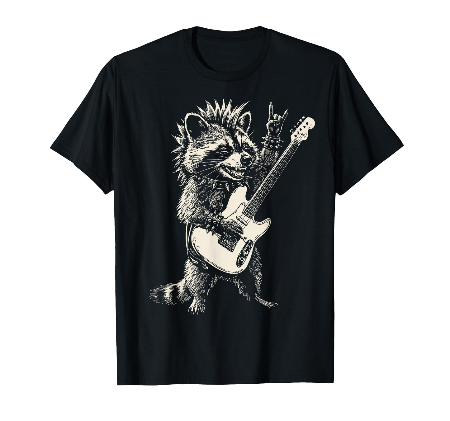 Funny Raccoon Playing Guitar Rock And T-Shirt - Graphic Print for Adults - T-Shirt, Sweatshirt, Hoodie