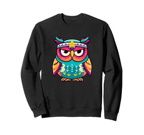 Colorful Kawaii Owl Star Headband Sweatshirt - Custom Art Print Men Women - T-Shirt, Sweatshirt, Hoodie
