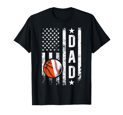 Basketball Baseball Dad Us Flag Baseball T-Shirt - Minimalist Print Unisex - T-Shirt, Sweatshirt, Hoodie