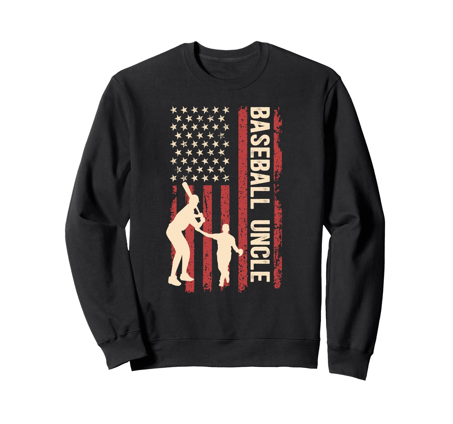 Proud Baseball Uncle Us Flag Sweatshirt - Aesthetic Graphic for Adults - T-Shirt, Sweatshirt, Hoodie