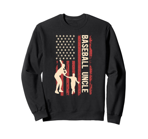 Proud Baseball Uncle Us Flag Sweatshirt - Aesthetic Graphic for Adults - T-Shirt, Sweatshirt, Hoodie
