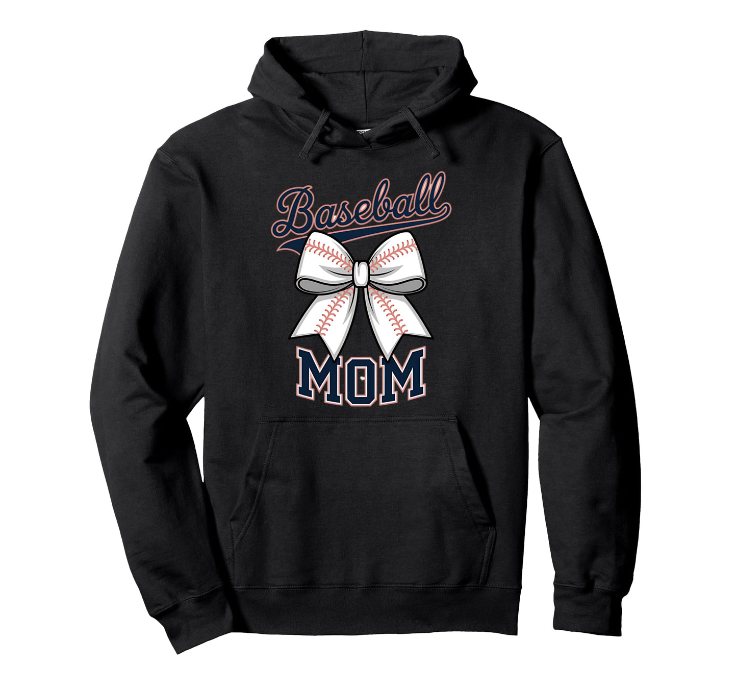 Baseball Mom Coquette Bow Hoodie - Casual Everyday Wear for Adults - T-Shirt, Sweatshirt, Hoodie