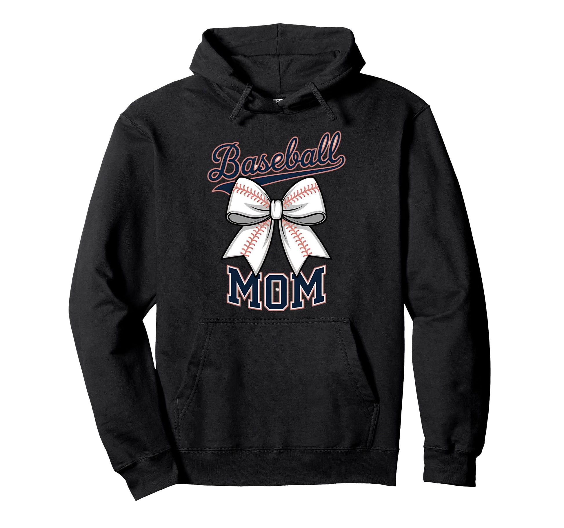 Baseball Mom Coquette Bow Hoodie - Casual Everyday Wear for Adults - T-Shirt, Sweatshirt, Hoodie