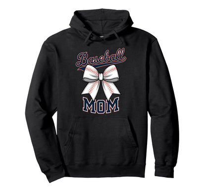 Baseball Mom Coquette Bow Hoodie - Casual Everyday Wear for Adults - T-Shirt, Sweatshirt, Hoodie