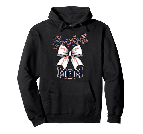Baseball Mom Coquette Bow Hoodie - Casual Everyday Wear for Adults - T-Shirt, Sweatshirt, Hoodie
