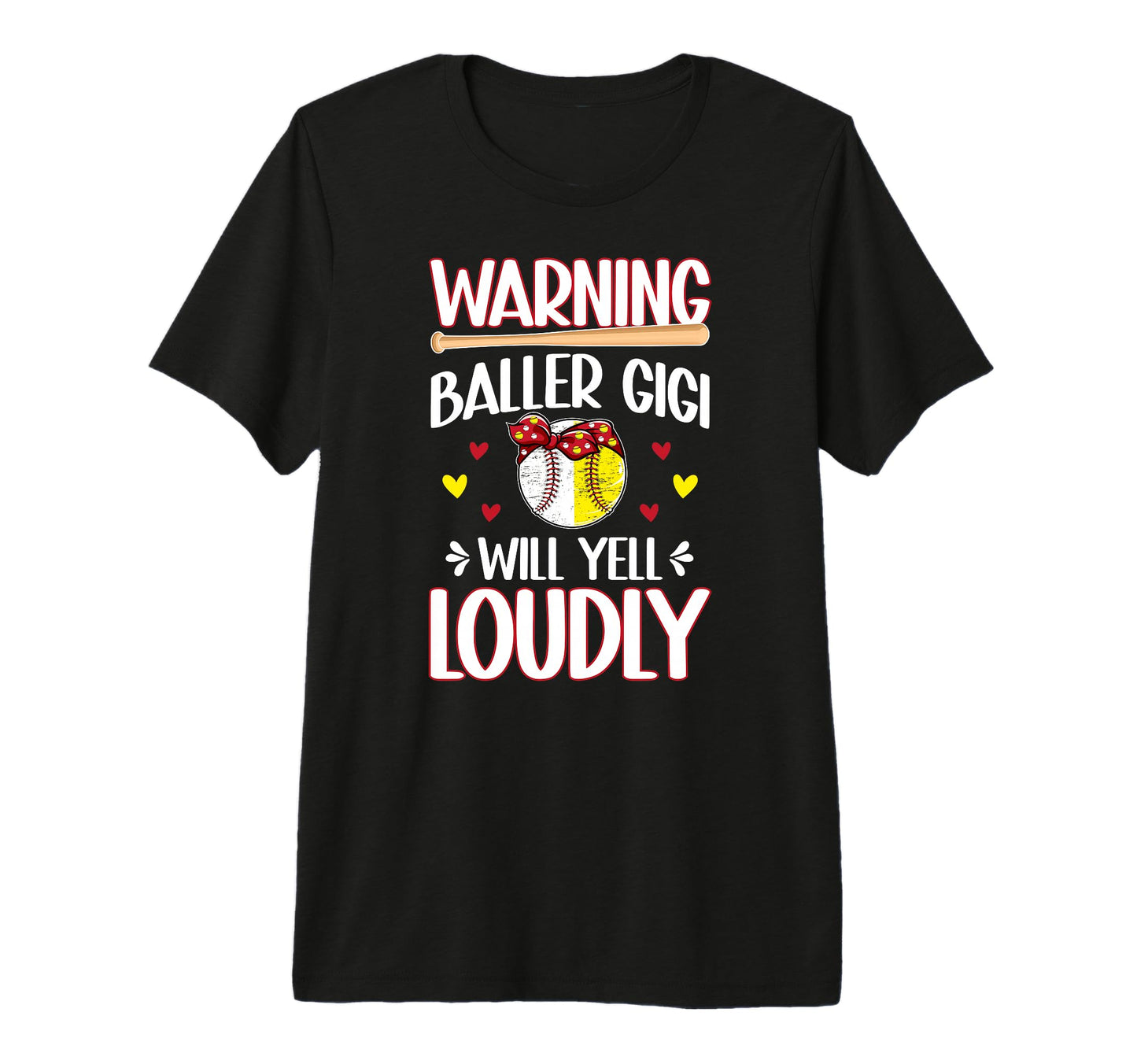 Baller Gigi Will Yell Loudly Softball T-Shirt - Trendy Graphic for Adults - T-Shirt, Sweatshirt, Hoodie