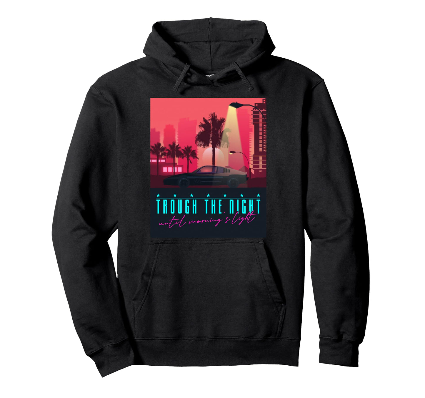 Synthwave Car 80S Decorative Palm Trees Hoodie - Graphic Print Men Women - T-Shirt, Sweatshirt, Hoodie