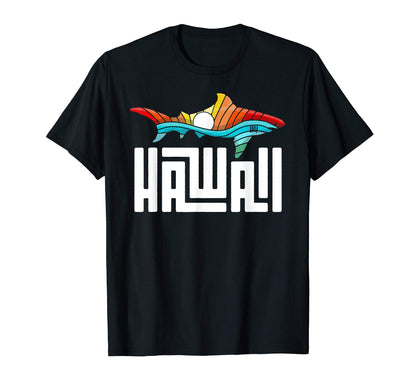 Hawaii Rainbow Shark T-Shirt - Custom Art Print Unisex - T-Shirt, Sweatshirt, Hoodie