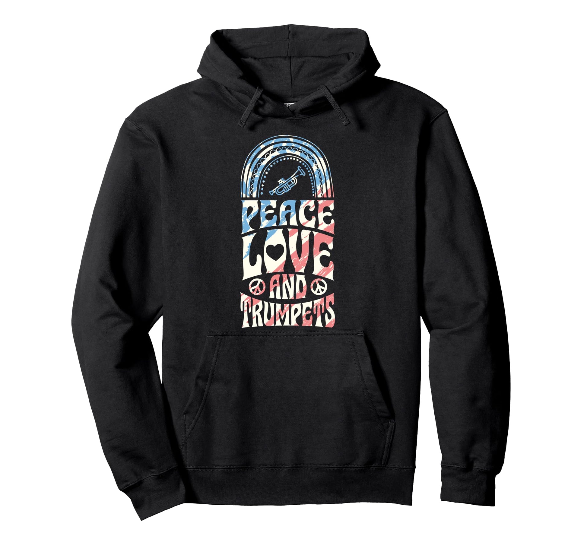 Peace Love And Trumpets Bohemian Hoodie - Unique Graphic for Adults - T-Shirt, Sweatshirt, Hoodie