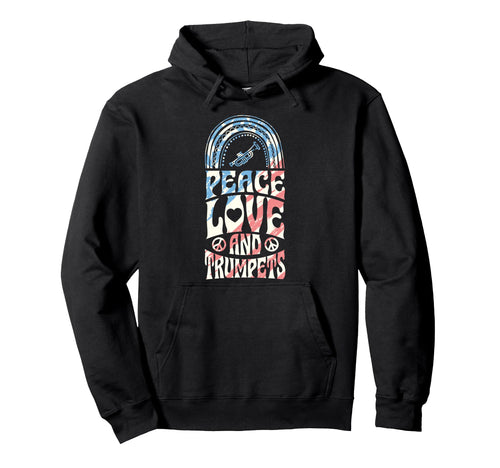 Peace Love And Trumpets Bohemian Hoodie - Unique Graphic for Adults - T-Shirt, Sweatshirt, Hoodie