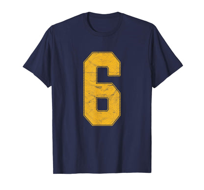 Number 6 Numbered Uniform Sports Team T-Shirt - Novelty Apparel Men Women - T-Shirt, Sweatshirt, Hoodie