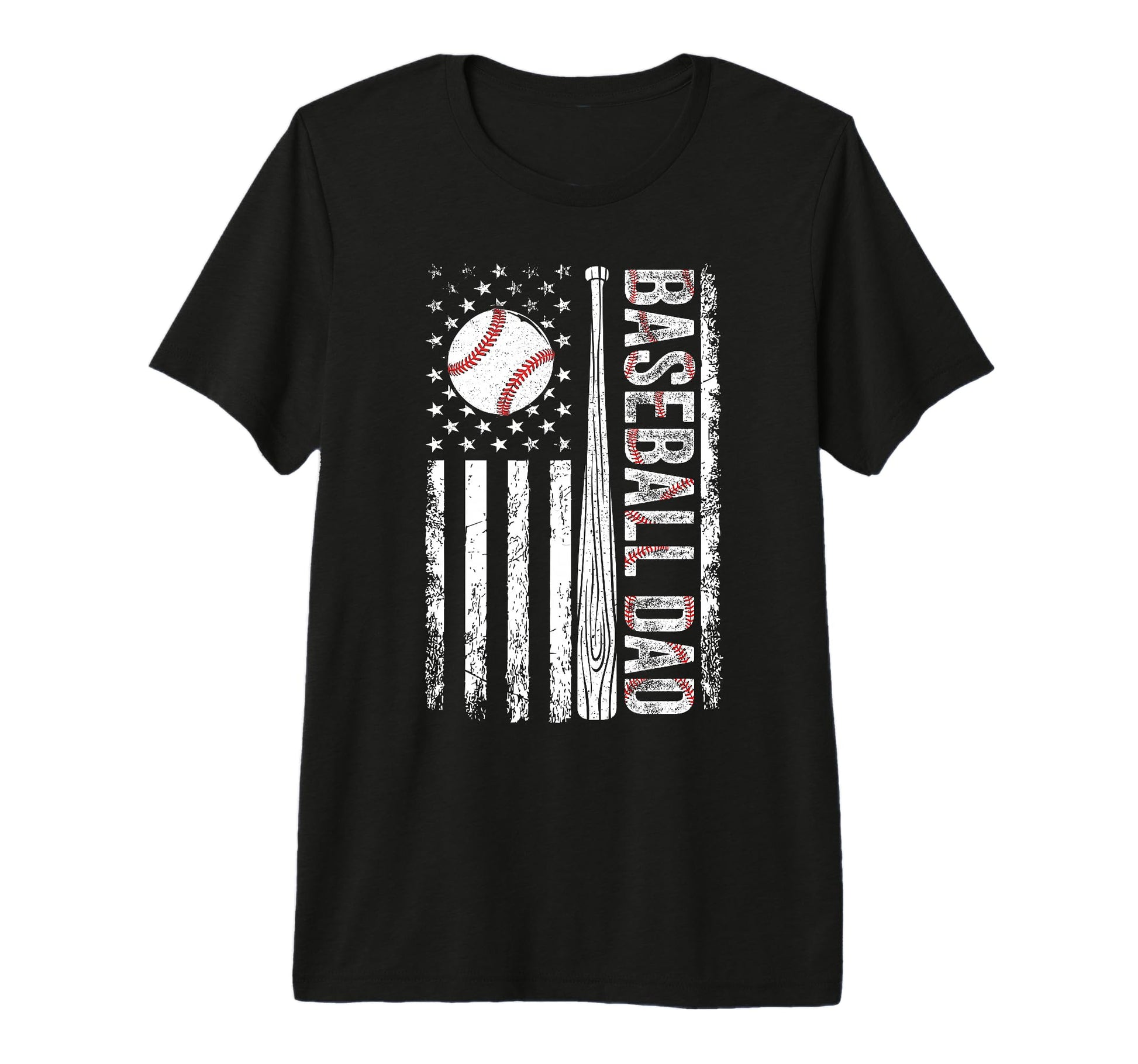 Mens Baseball Dad American Flag T-Shirt - Fun Novelty Design for Adults - T-Shirt, Sweatshirt, Hoodie