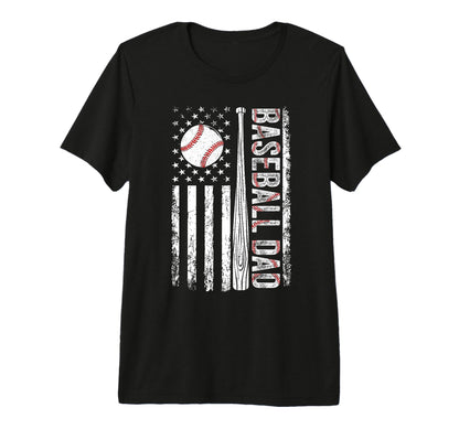Mens Baseball Dad American Flag T-Shirt - Fun Novelty Design for Adults - T-Shirt, Sweatshirt, Hoodie
