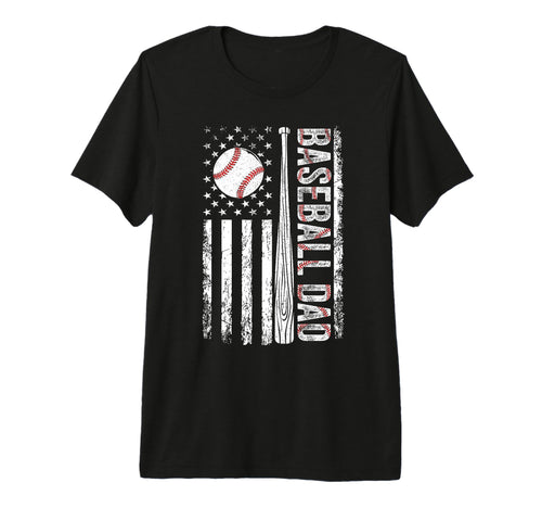 Mens Baseball Dad American Flag T-Shirt - Fun Novelty Design for Adults - T-Shirt, Sweatshirt, Hoodie
