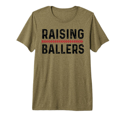 Raising Ballers Funny Mom Baseball T-Shirt - Minimalist Print for Adults - T-Shirt, Sweatshirt, Hoodie