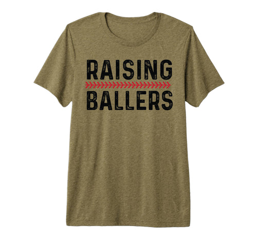Raising Ballers Funny Mom Baseball T-Shirt - Minimalist Print for Adults - T-Shirt, Sweatshirt, Hoodie