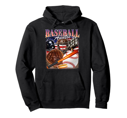 Baseball Auntie Usa Flag 90S Aunt Hoodie - Streetwear Style Men Women - T-Shirt, Sweatshirt, Hoodie