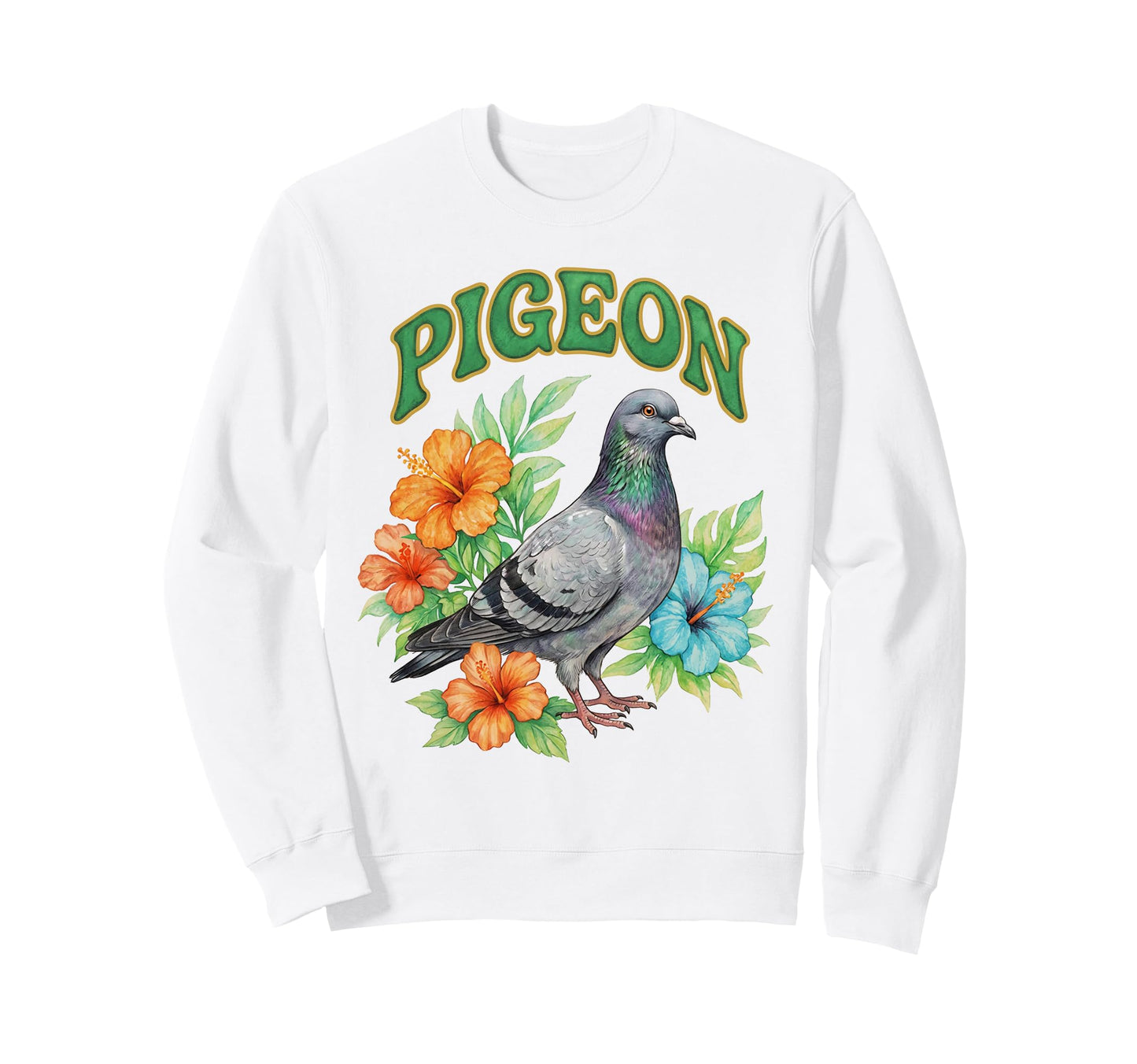 Pigeon Groovy Floral Pigeon Sweatshirt - Aesthetic Graphic for Adults - T-Shirt, Sweatshirt, Hoodie