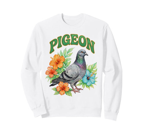 Pigeon Groovy Floral Pigeon Sweatshirt - Aesthetic Graphic for Adults - T-Shirt, Sweatshirt, Hoodie