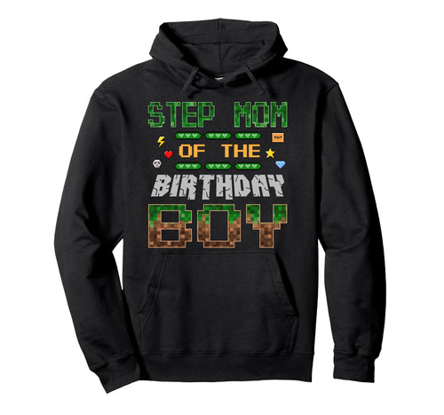 Step Mom Birthday Pixel Gamer Family Hoodie - Minimalist Print for Adults - T-Shirt, Sweatshirt, Hoodie