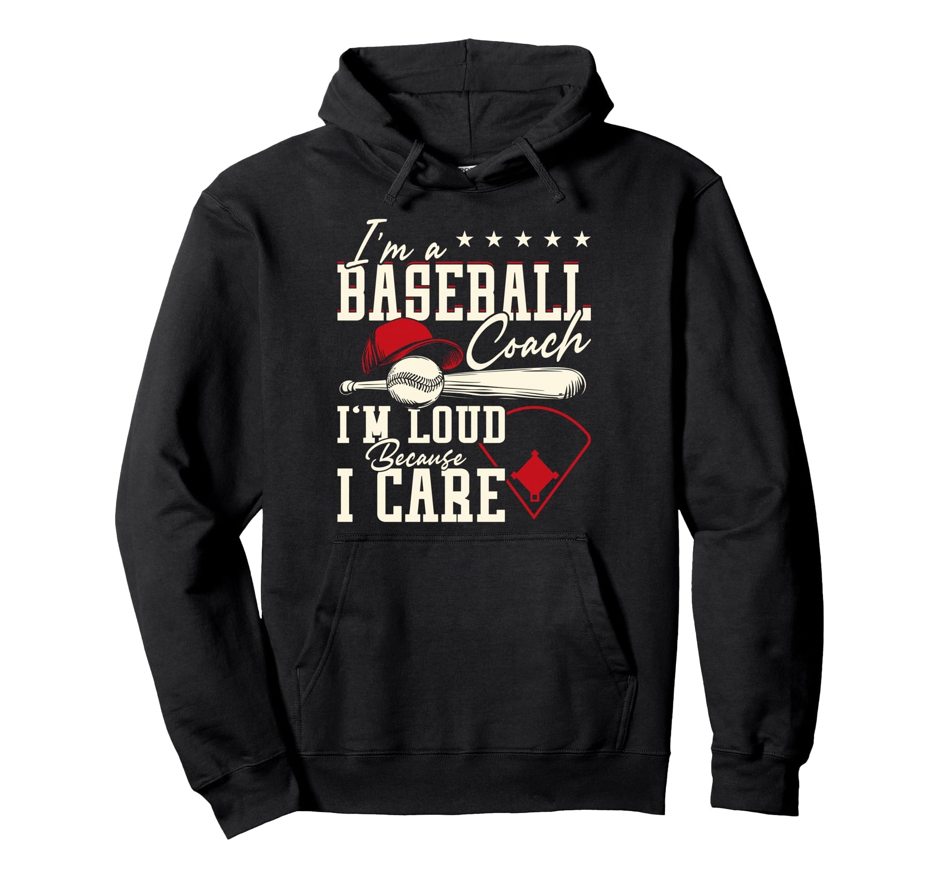 Baseball Coach Loud Because I Care Hoodie - Aesthetic Graphic for Adults - T-Shirt, Sweatshirt, Hoodie