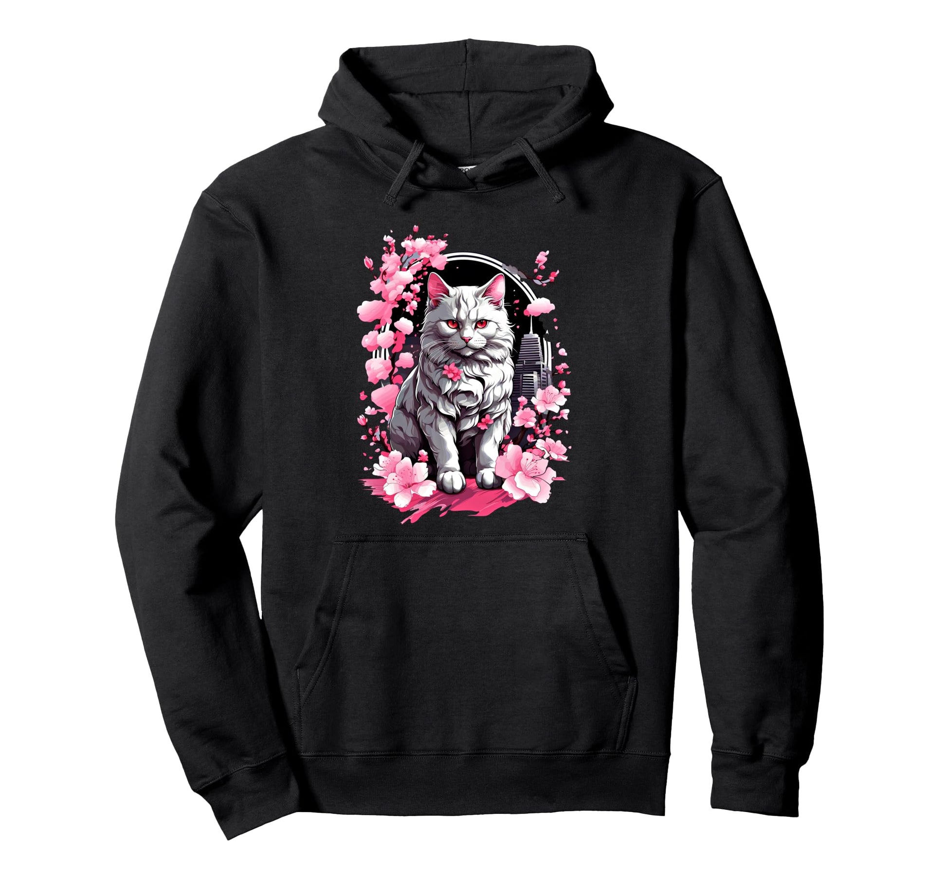 Anime Cat Japanese Vaporwave Hoodie - Streetwear Style for Adults - T-Shirt, Sweatshirt, Hoodie
